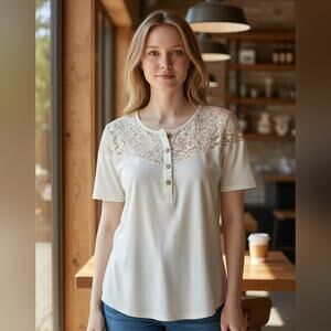 NWT | Laishen | Women's White Lace Top | 2X